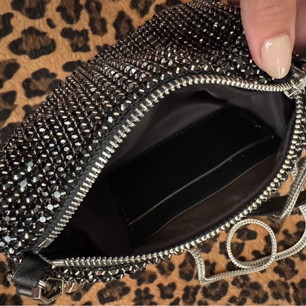Black Rhinestone Grunge Crossbody Luxury Bag - Picture 4 of 5